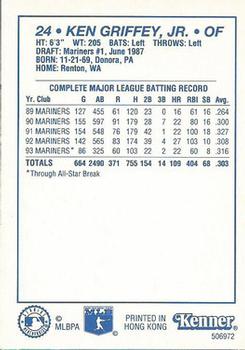 1994 Kenner Starting Lineup Cards #506972 Ken Griffey, Jr. Back