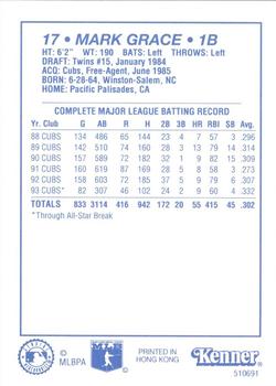 1994 Kenner Starting Lineup Cards #510691 Mark Grace Back