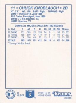 1994 Kenner Starting Lineup Cards #506948 Chuck Knoblauch Back