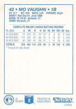 1994 Kenner Starting Lineup Cards #510655 Mo Vaughn Back