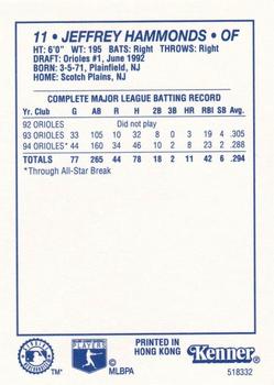 1995 Kenner Starting Lineup Cards #518332 Jeffrey Hammonds Back