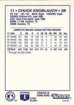 1995 Kenner Starting Lineup Cards #519159 Chuck Knoblauch Back