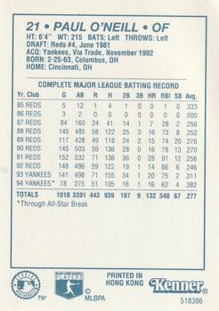 1995 Kenner Starting Lineup Cards #518386 Paul O'Neill Back