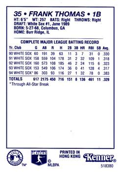 1995 Kenner Starting Lineup Cards #518380 Frank Thomas Back