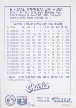 1996 Kenner Starting Lineup Cards #527223 Cal Ripken, Jr. Back