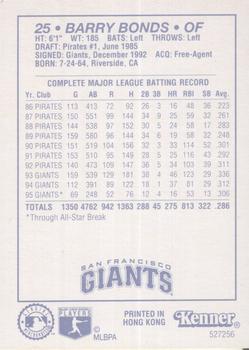 1996 Kenner Starting Lineup Cards #527256 Barry Bonds Back