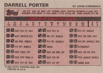 1984 Topps Milton Bradley #NNO Darrell Porter Back