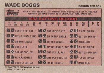 1984 Topps Milton Bradley #NNO Wade Boggs Back