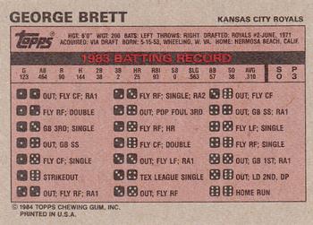 1984 Topps Milton Bradley #NNO George Brett Back