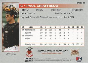 2006 Choice Indianapolis Indians #16 Paul Chiaffredo Back