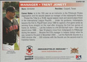 2006 Choice Indianapolis Indians #2 Trent Jewett Back