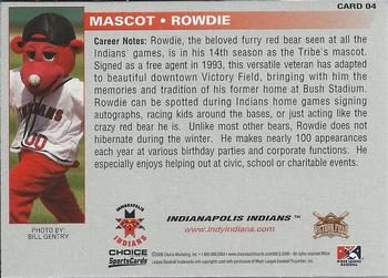 2006 Choice Indianapolis Indians #4 Rowdie Back