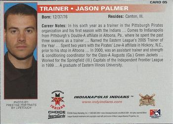 2006 Choice Indianapolis Indians #5 Jason Palmer Back