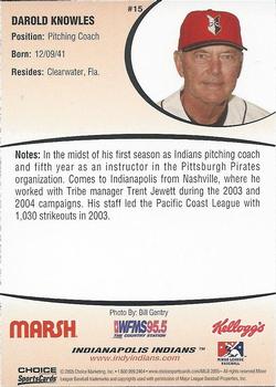 2005 Choice Indianapolis Indians #15 Darold Knowles Back