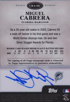 2012 Topps Tier One - Clear Rookie Reprint Autographs #CRA-MC Miguel Cabrera Back