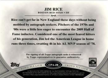 2012 Topps Tier One - Crowd Pleaser Autographs #CPA-JR Jim Rice Back