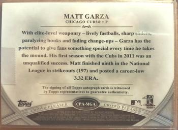 2012 Topps Tier One - Crowd Pleaser Autographs #CPA-MGA Matt Garza Back