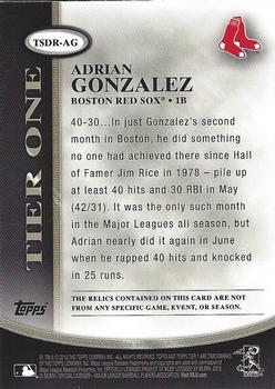2012 Topps Tier One - Dual Relics #TSDR-AG Adrian Gonzalez Back
