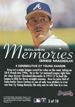 1996 Fleer - Golden Memories #3 Greg Maddux Back