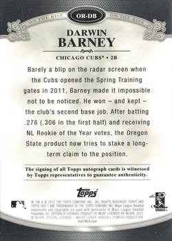 2012 Topps Tier One - On The Rise Autographs #OR-DB Darwin Barney Back