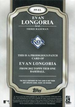 2012 Topps Tier One - Prodigious Patches #PP-EL Evan Longoria Back