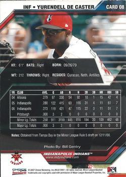 2007 Choice Indianapolis Indians #8 Yurendell deCaster Back