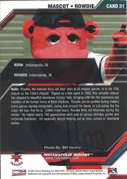 2007 Choice Indianapolis Indians #31 Rowdie Back