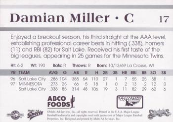 1998 Multi-Ad Tucson Sidewinders #17 Damian Miller Back