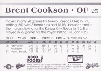 1998 Multi-Ad Tucson Sidewinders #25 Brent Cookson Back
