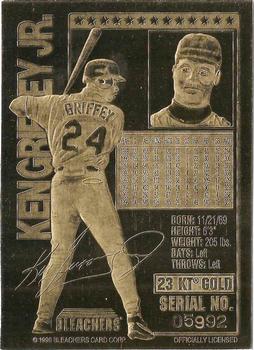 1996 Bleachers 23KT Gold Foil Sculptured #NNO Ken Griffey Jr. Back