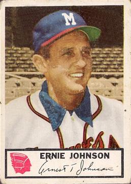 1953 Johnston Cookies Milwaukee Braves #7 Ernie Johnson Front