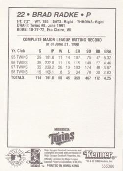 1999 Kenner Starting Lineup Cards #555300 Brad Radke Back