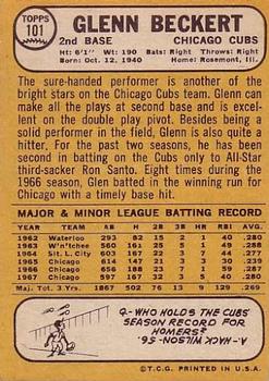 1968 Topps #101 Glenn Beckert Back