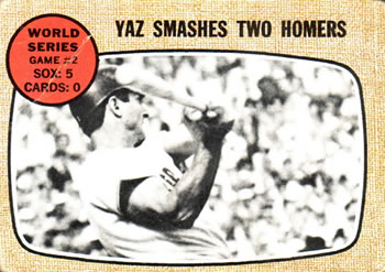 1968 Topps #152 World Series Game #2 - Yaz Smashes Two Homers Front
