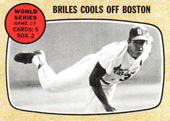 1968 Topps #153 World Series Game #3 - Briles Cools Off Boston Front