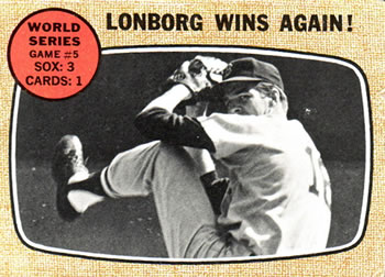 1968 Topps #155 World Series Game #5 - Lonborg Wins Again! Front