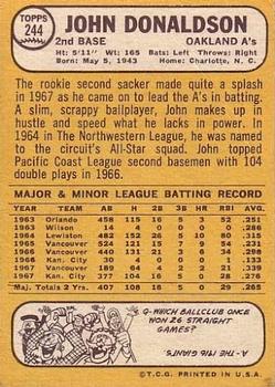 1968 Topps #244 John Donaldson Back