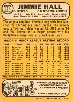 1968 Topps #121 Jimmie Hall Back