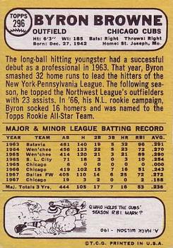 1968 Topps #296 Byron Browne Back