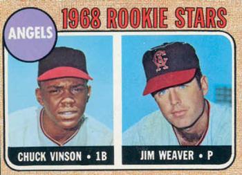 1968 Topps #328 Angels 1968 Rookie Stars (Chuck Vinson / Jim Weaver) Front