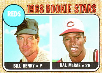 1968 Topps #384 Reds 1968 Rookie Stars (Bill Henry / Hal McRae) Front
