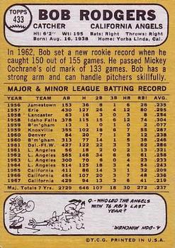 1968 Topps #433 Bob Rodgers Back