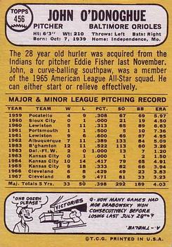 1968 Topps #456 John O'Donoghue Back