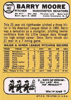 1968 Topps #462 Barry Moore Back