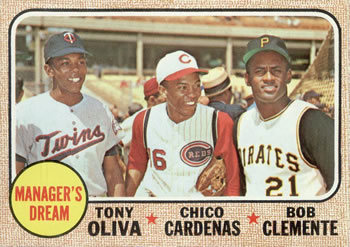 1968 Topps #480 Manager's Dream (Tony Oliva / Chico Cardenas / Bob Clemente) Front