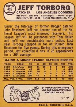 1968 Topps #492 Jeff Torborg Back