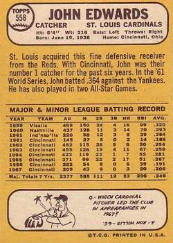 1968 Topps #558 John Edwards Back