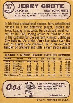 1968 Topps #582 Jerry Grote Back