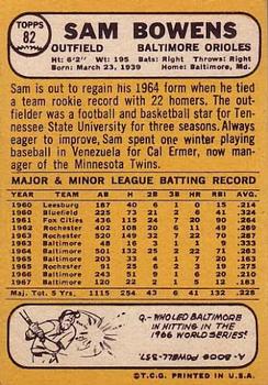 1968 Topps #82 Sam Bowens | Trading Card Database