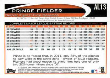 2012 Topps American League All-Stars #AL13 Prince Fielder Back